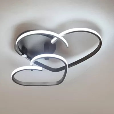 Acrylic 2-Loving Heart Ceiling Fixture Child Bedroom Modern Style Flush Mount Light in Brown Brown 21.5" Clearhalo 'Ceiling Lights' 'Close To Ceiling Lights' 'Close to ceiling' 'Flush mount' Lighting' 28461