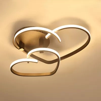 Acrylic 2-Loving Heart Ceiling Fixture Child Bedroom Modern Style Flush Mount Light in Brown Clearhalo 'Ceiling Lights' 'Close To Ceiling Lights' 'Close to ceiling' 'Flush mount' Lighting' 28462