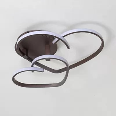 Acrylic 2-Loving Heart Ceiling Fixture Child Bedroom Modern Style Flush Mount Light in Brown Clearhalo 'Ceiling Lights' 'Close To Ceiling Lights' 'Close to ceiling' 'Flush mount' Lighting' 28463