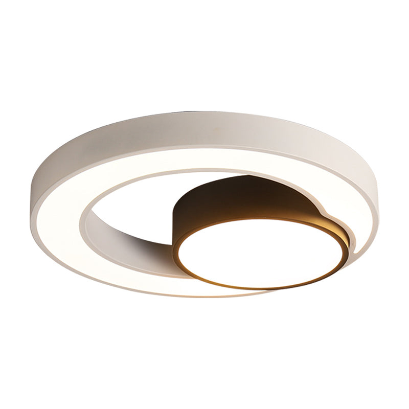 Round Ceiling Fixture Modernism Metal Black and White 16"/19.5"/23.5" Wide LED Flush Light, Warm/White Light Clearhalo 'Ceiling Lights' 'Close To Ceiling Lights' 'Close to ceiling' 'Flush mount' Lighting' 284652