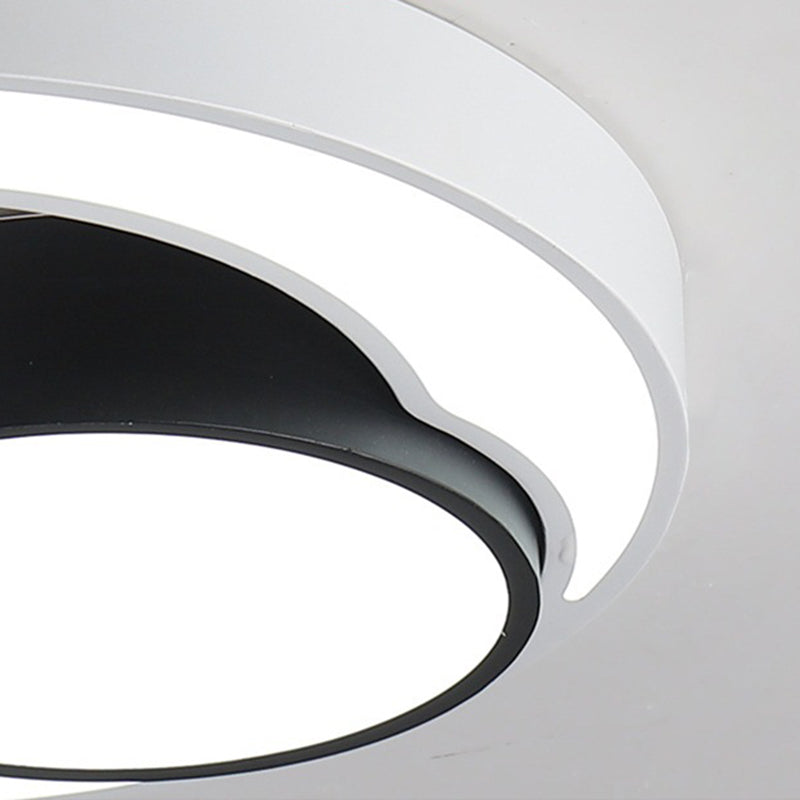 Round Ceiling Fixture Modernism Metal Black and White 16"/19.5"/23.5" Wide LED Flush Light, Warm/White Light Clearhalo 'Ceiling Lights' 'Close To Ceiling Lights' 'Close to ceiling' 'Flush mount' Lighting' 284656