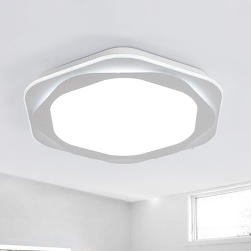 Hexagon Acrylic Flush Mount Lighting Contemporary White 16.5"/20.5" Wide LED Ceiling Lamp, Warm/White/3 Color Light Clearhalo 'Ceiling Lights' 'Close To Ceiling Lights' 'Close to ceiling' 'Flush mount' Lighting' 284691