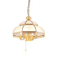 Milk Glass Dome Chandelier Lamp Colonial 5 Heads Bedroom Pendant Light Fixture in Brass Clearhalo 'Ceiling Lights' 'Chandeliers' 'Glass shade' 'Glass' Lighting' 284840