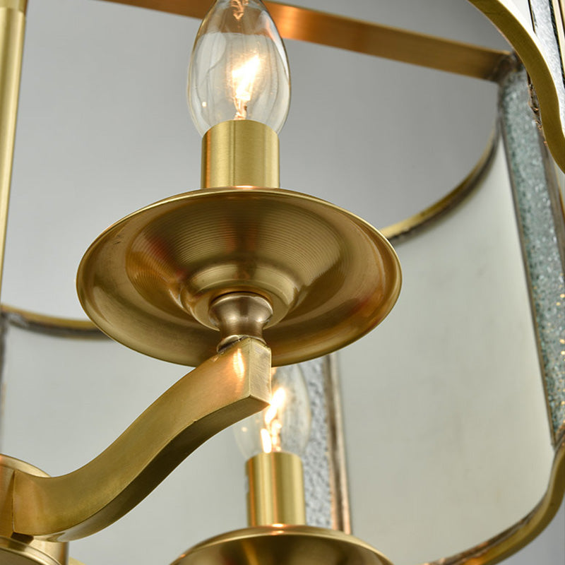 Scalloped Dining Table Pendant Chandelier Colonialism Opal White Glass 3/4 Heads Hanging Ceiling Light Clearhalo 'Ceiling Lights' 'Chandeliers' 'Glass shade' 'Glass' Lighting' 284886