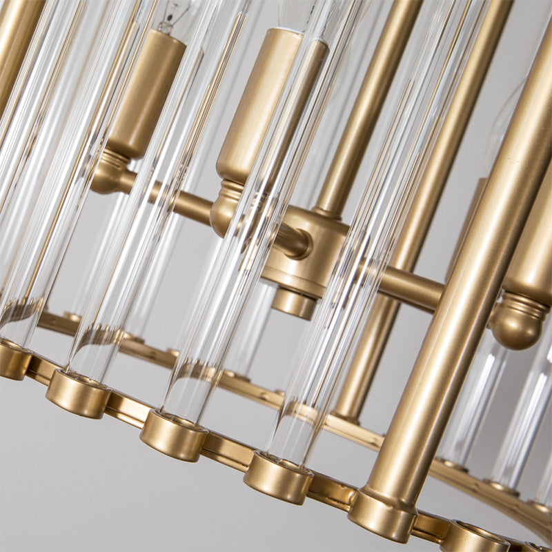 Cylindrical Clear Glass Pendant Chandelier Colonial 3 Bulbs Corridor Hanging Light Clearhalo 'Ceiling Lights' 'Chandeliers' 'Glass shade' 'Glass' Lighting' 284949