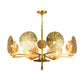 Colonial Lotus Pendant Ceiling Light 6/8 Heads Metal Chandelier Lighting Fixture in Gold for Living Room Clearhalo 'Ceiling Lights' 'Chandeliers' Lighting' options 285065