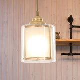 Cylinder White Glass Pendant Light Fixture Classic 5"/5.5"/6" Wide 1 Light Dining Room Hanging Lamp Kit White 5.5" Clearhalo 'Ceiling Lights' 'Glass shade' 'Glass' 'Pendant Lights' 'Pendants' Lighting' 285197