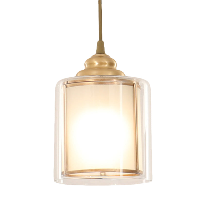 Cylinder White Glass Pendant Light Fixture Classic 5"/5.5"/6" Wide 1 Light Dining Room Hanging Lamp Kit Clearhalo 'Ceiling Lights' 'Glass shade' 'Glass' 'Pendant Lights' 'Pendants' Lighting' 285199