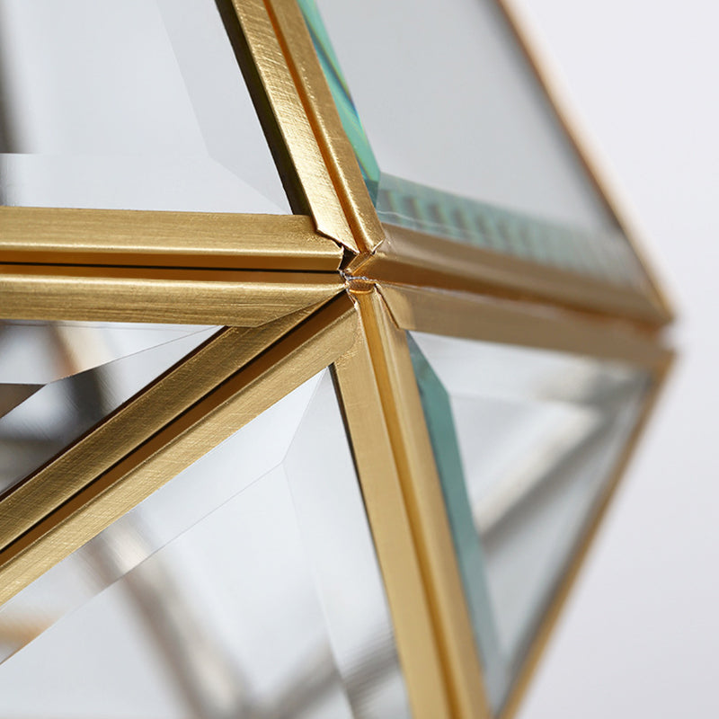 8"/10" Wide 1 Light Pendant Lighting Fixture Diamond Classic Clear Glass Hanging Lamp Kit in Brass Clearhalo 'Ceiling Lights' 'Chandeliers' 'Close To Ceiling Lights' 'Glass shade' 'Glass' 'Pendant Lights' 'Pendants' Lighting' 285216