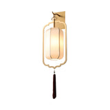 Metal Lantern Sconce Light Traditional Style 1 Light Bedside Wall Mount Lamp in Gold Gold Clearhalo 'Wall Lamps & Sconces' 'Wall Lights' Lighting' 285343