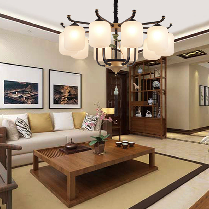 Classic Caged Hanging Chandelier 6/8/10 Lights Metal Pendant Lighting Fixture in Black Clearhalo 'Ceiling Lights' 'Chandeliers' Lighting' options 285390