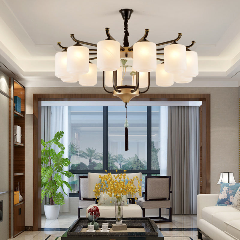 Classic Caged Hanging Chandelier 6/8/10 Lights Metal Pendant Lighting Fixture in Black Clearhalo 'Ceiling Lights' 'Chandeliers' Lighting' options 285394