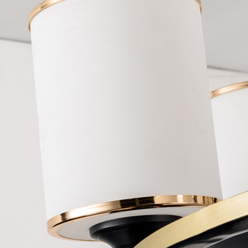 Metal Cylinder Chandelier Lighting Classic 6/8/10 Lights Living Room Hanging Pendant Black and Gold Clearhalo 'Ceiling Lights' 'Chandeliers' Lighting' options 285416