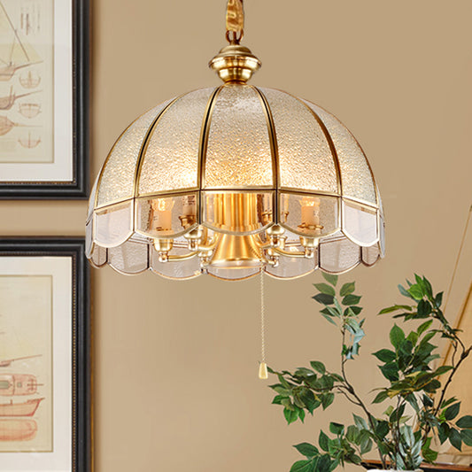 Brass 1 Bulb Hanging Ceiling Light Vintage Water Glass Dome Suspension Pendant Lamp Brass Clearhalo 'Ceiling Lights' 'Close To Ceiling Lights' 'Glass shade' 'Glass' 'Pendant Lights' 'Pendants' Lighting' 285562