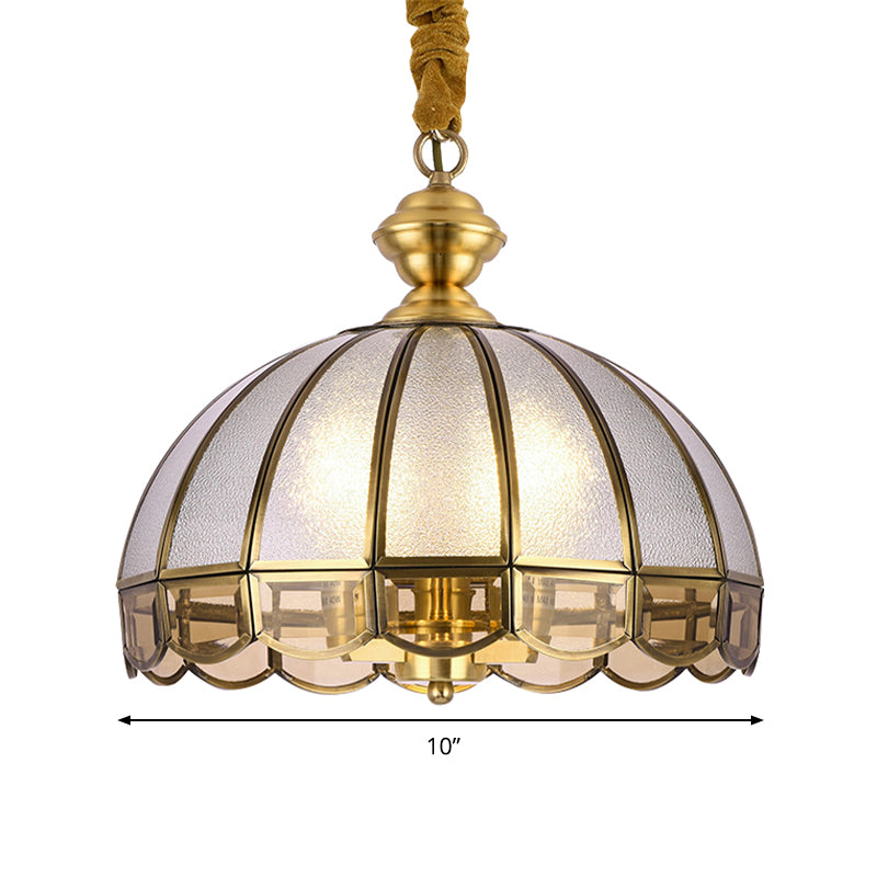 Brass 1 Bulb Hanging Ceiling Light Vintage Water Glass Dome Suspension Pendant Lamp Clearhalo 'Ceiling Lights' 'Close To Ceiling Lights' 'Glass shade' 'Glass' 'Pendant Lights' 'Pendants' Lighting' 285566