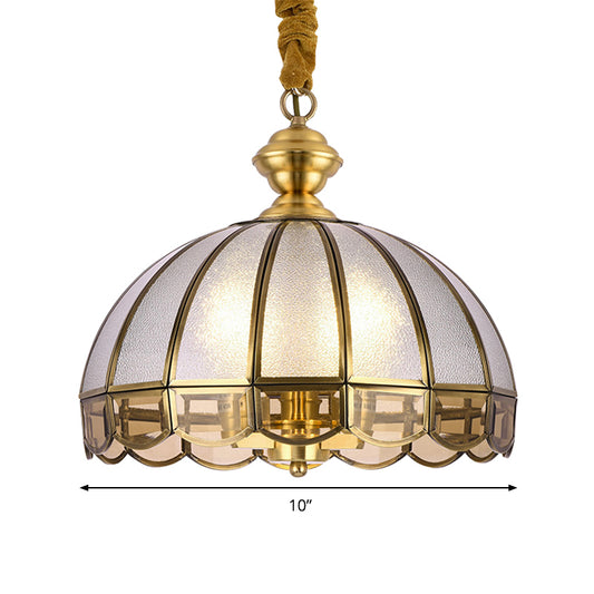Brass 1 Bulb Hanging Ceiling Light Vintage Water Glass Dome Suspension Pendant Lamp Clearhalo 'Ceiling Lights' 'Close To Ceiling Lights' 'Glass shade' 'Glass' 'Pendant Lights' 'Pendants' Lighting' 285566