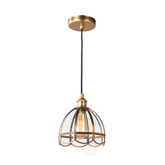 Clear Glass Dome Pendant Lighting Retro 1 Light Dining Room Hanging Ceiling Lamp Clearhalo 'Ceiling Lights' 'Close To Ceiling Lights' 'Glass shade' 'Glass' 'Pendant Lights' 'Pendants' Lighting' 285571