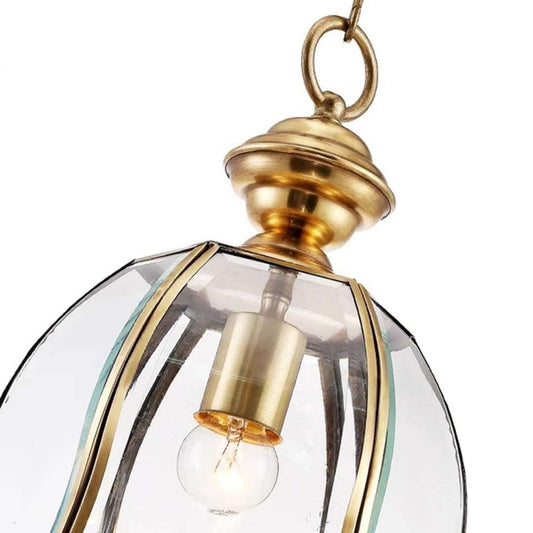 1 Head Bell Hanging Lighting Traditional Brass Clear Glass Ceiling Pendant Lamp for Dining Room Clearhalo 'Ceiling Lights' 'Glass shade' 'Glass' 'Pendant Lights' 'Pendants' Lighting' 285578