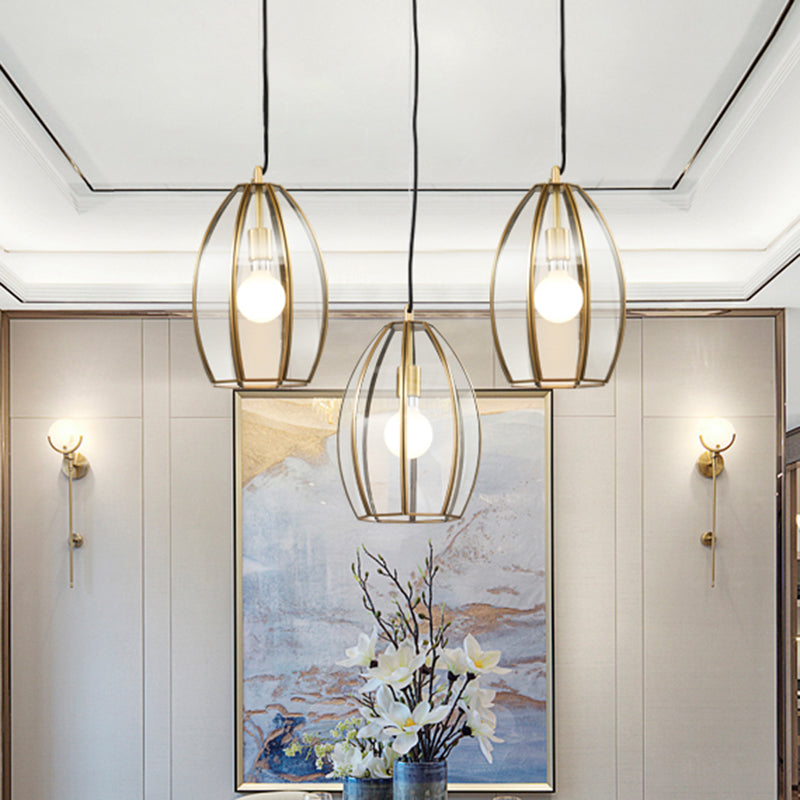 Oval/Bell Clear Glass Hanging Light Kit Simple 1 Light 12"/12.5"/13" Wide Dining Room Suspension Pendant Lamp Clearhalo 'Ceiling Lights' 'Glass shade' 'Glass' 'Pendant Lights' 'Pendants' Lighting' 285579