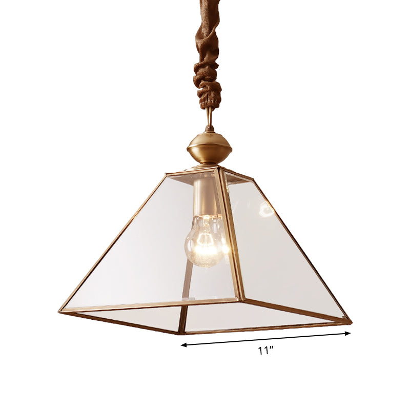 1 Bulb Hanging Ceiling Lighting Rural Tower Shaped Clear/Clear Frosted Glass Suspension Pendant Light Clearhalo 'Ceiling Lights' 'Glass shade' 'Glass' 'Pendant Lights' 'Pendants' Lighting' 285659