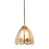 Dome Frosted Glass Hanging Lighting Traditional 1 Light Hallway Ceiling Pendant Lamp in Brass Clearhalo 'Ceiling Lights' 'Glass shade' 'Glass' 'Pendant Lights' 'Pendants' Lighting' 285687