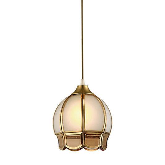 Gold 1 Head Pendant Lighting Retro Frosted Glass Bud Ceiling Suspension Lamp Clearhalo 'Ceiling Lights' 'Glass shade' 'Glass' 'Pendant Lights' 'Pendants' Lighting' 285692