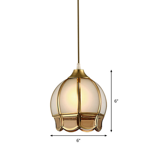 Gold 1 Head Pendant Lighting Retro Frosted Glass Bud Ceiling Suspension Lamp Clearhalo 'Ceiling Lights' 'Glass shade' 'Glass' 'Pendant Lights' 'Pendants' Lighting' 285693