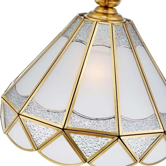 Gold Scallop Pendant Lamp Traditional Frosted Glass 1 Light Living Room Ceiling Light Fixture Clearhalo 'Ceiling Lights' 'Glass shade' 'Glass' 'Pendant Lights' 'Pendants' Lighting' 285737