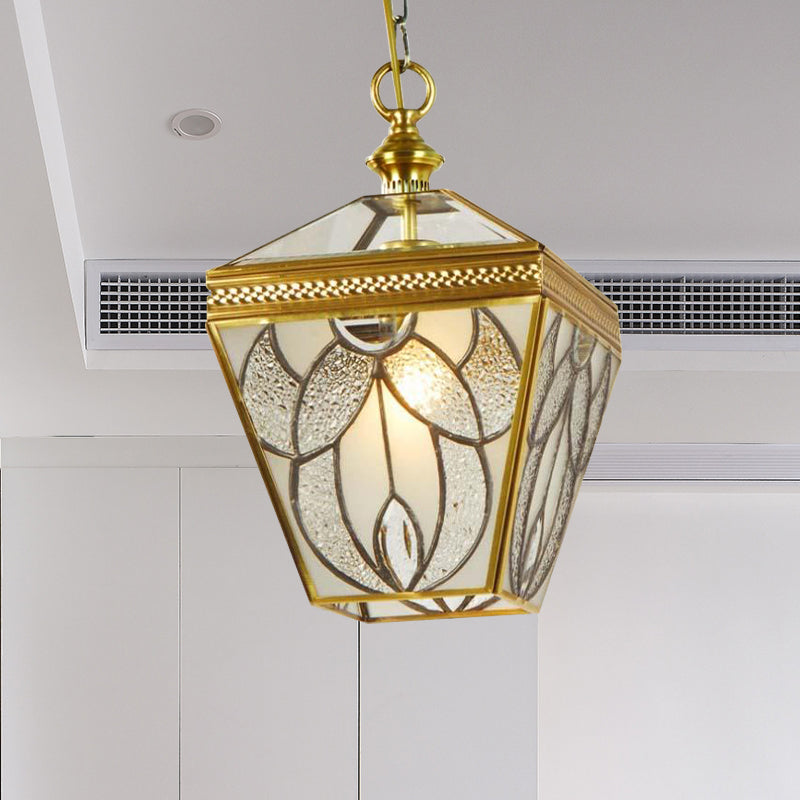 Lantern Bedroom Hanging Lighting Vintage Bubble Glass 1 Head Gold Ceiling Pendant Lamp Clearhalo 'Ceiling Lights' 'Close To Ceiling Lights' 'Glass shade' 'Glass' 'Pendant Lights' 'Pendants' Lighting' 285739
