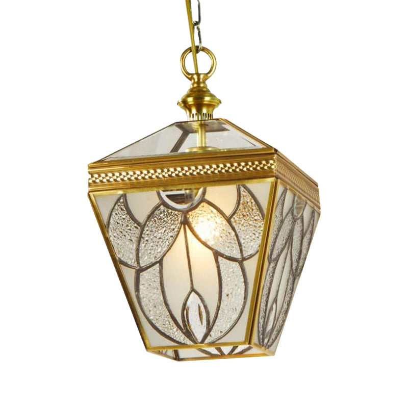 Lantern Bedroom Hanging Lighting Vintage Bubble Glass 1 Head Gold Ceiling Pendant Lamp Clearhalo 'Ceiling Lights' 'Close To Ceiling Lights' 'Glass shade' 'Glass' 'Pendant Lights' 'Pendants' Lighting' 285741