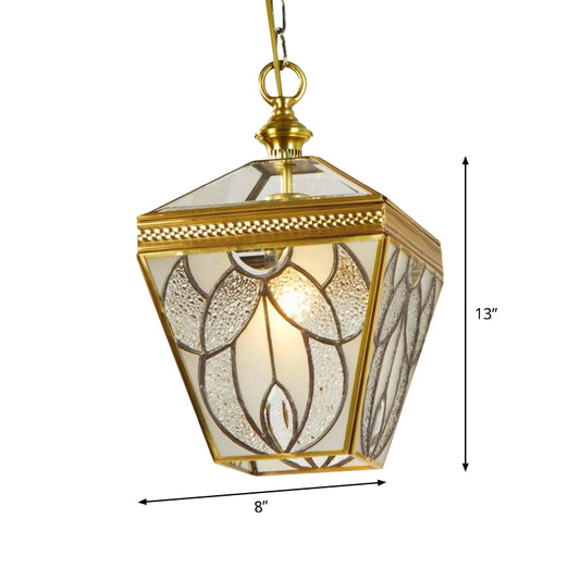 Lantern Bedroom Hanging Lighting Vintage Bubble Glass 1 Head Gold Ceiling Pendant Lamp Clearhalo 'Ceiling Lights' 'Close To Ceiling Lights' 'Glass shade' 'Glass' 'Pendant Lights' 'Pendants' Lighting' 285742