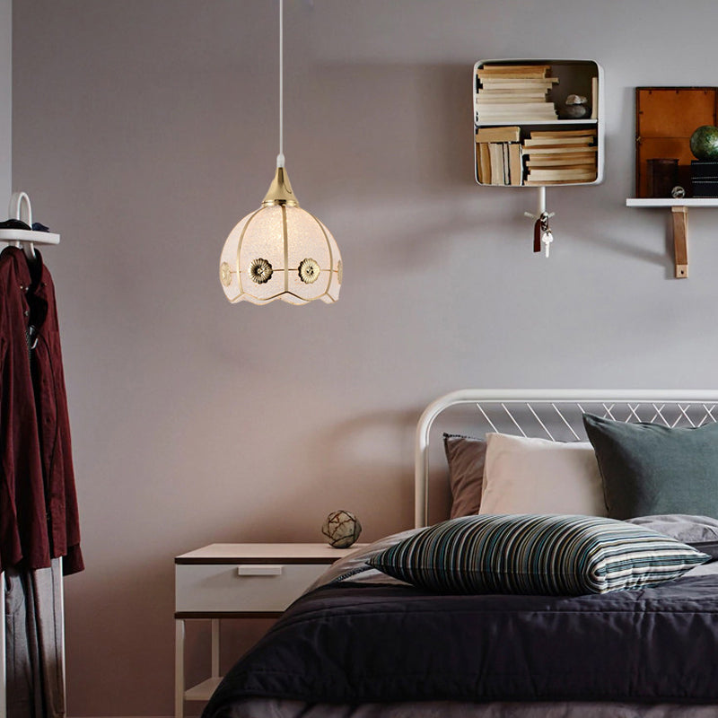 White 1 Light Hanging Pendant Traditional Plastic Dome/Drum/Wide Flare Suspension Lamp for Dining Room White Dome Clearhalo 'Ceiling Lights' 'Chandeliers' 'Glass shade' 'Glass' 'Pendant Lights' 'Pendants' Lighting' 285965