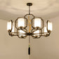 Black Cylinder Chandelier Lighting Fixture Classic Metal 6/8/10 Lights Living Room Drop Pendant with Frosted Glass Shade Clearhalo 'Ceiling Lights' 'Chandeliers' Lighting' options 286073