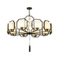 Black Cylinder Chandelier Lighting Fixture Classic Metal 6/8/10 Lights Living Room Drop Pendant with Frosted Glass Shade Clearhalo 'Ceiling Lights' 'Chandeliers' Lighting' options 286079
