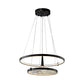 16"/23.5" Wide LED Frosted Glass Chandelier Lamp Classic Black Round Living Room Ceiling Pendant Clearhalo 'Ceiling Lights' 'Chandeliers' 'Glass shade' 'Glass' Lighting' 286156