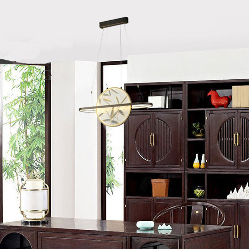 LED Chandelier Light Fixture Traditional Style Oval Frosted Glass Suspension Lamp in Gold Clearhalo 'Ceiling Lights' 'Chandeliers' 'Glass shade' 'Glass' 'Pendant Lights' Lighting' 286162