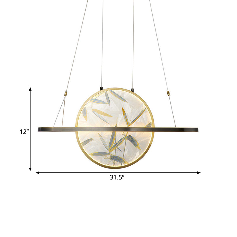 LED Chandelier Light Fixture Traditional Style Oval Frosted Glass Suspension Lamp in Gold Clearhalo 'Ceiling Lights' 'Chandeliers' 'Glass shade' 'Glass' 'Pendant Lights' Lighting' 286164