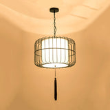 16"/19.5" Wide Fabric Black Hanging Pendant Lantern 1 Light Traditional Stylish Down Lighting Clearhalo 'Ceiling Lights' 'Pendant Lights' 'Pendants' Lighting' 286230