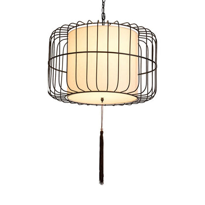 16"/19.5" Wide Fabric Black Hanging Pendant Lantern 1 Light Traditional Stylish Down Lighting Black Clearhalo 'Ceiling Lights' 'Pendant Lights' 'Pendants' Lighting' 286232_93bbeab9-24ab-411e-8412-e953a9ae3ea7