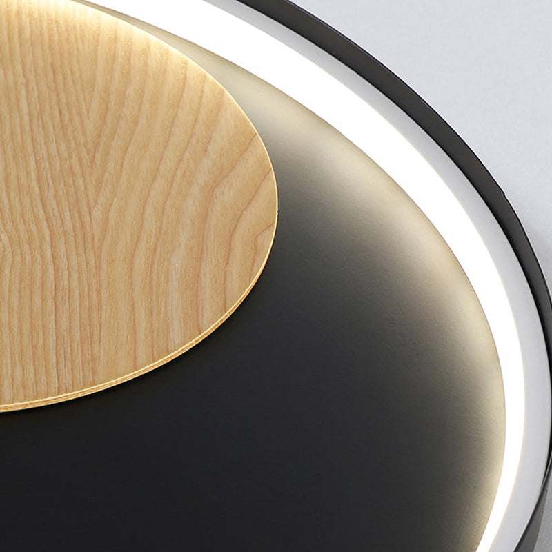 Disk Metal Ceiling Light Mounted Fixture Minimalist White/Black 12"/16"/19.5" Wide LED Flush Light, Natural Light/Remote Control Stepless Dimming Clearhalo 'Ceiling Lights' 'Close To Ceiling Lights' 'Close to ceiling' 'Flush mount' Lighting' 286277