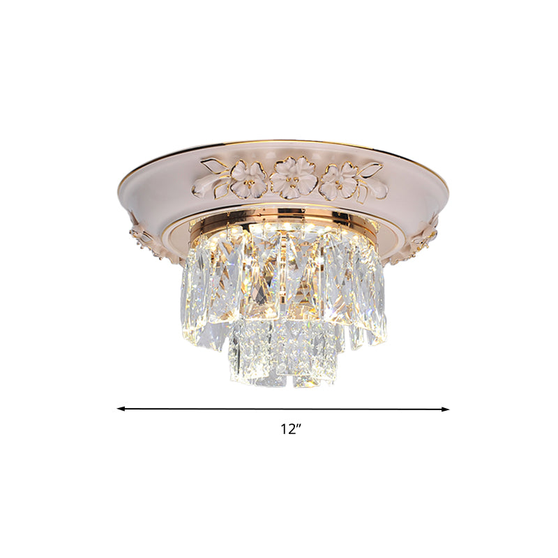 Layers Ceiling Fixture Minimalist Crystal Block Beige/Blue 12"/14"/18" Wide LED Flush Mount Light Clearhalo 'Ceiling Lights' 'Close To Ceiling Lights' 'Close to ceiling' 'Flush mount' Lighting' 286289