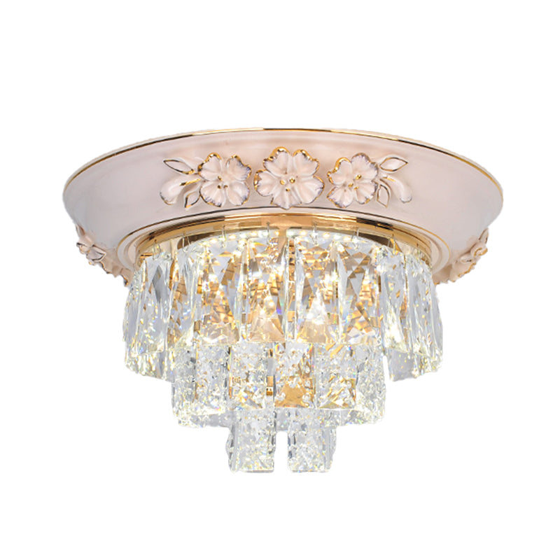 Layers Ceiling Fixture Minimalist Crystal Block Beige/Blue 12"/14"/18" Wide LED Flush Mount Light Clearhalo 'Ceiling Lights' 'Close To Ceiling Lights' 'Close to ceiling' 'Flush mount' Lighting' 286292