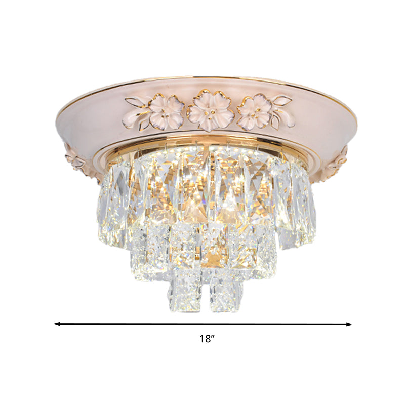 Layers Ceiling Fixture Minimalist Crystal Block Beige/Blue 12"/14"/18" Wide LED Flush Mount Light Clearhalo 'Ceiling Lights' 'Close To Ceiling Lights' 'Close to ceiling' 'Flush mount' Lighting' 286294