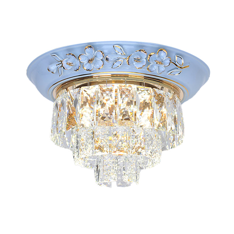 Layers Ceiling Fixture Minimalist Crystal Block Beige/Blue 12"/14"/18" Wide LED Flush Mount Light Clearhalo 'Ceiling Lights' 'Close To Ceiling Lights' 'Close to ceiling' 'Flush mount' Lighting' 286301