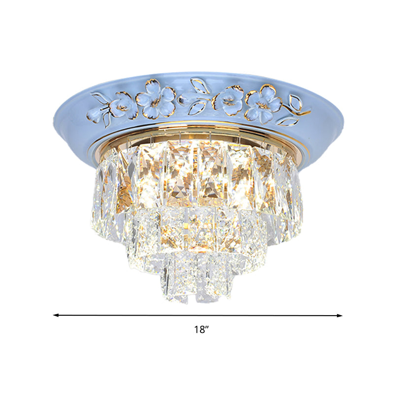 Layers Ceiling Fixture Minimalist Crystal Block Beige/Blue 12"/14"/18" Wide LED Flush Mount Light Clearhalo 'Ceiling Lights' 'Close To Ceiling Lights' 'Close to ceiling' 'Flush mount' Lighting' 286303