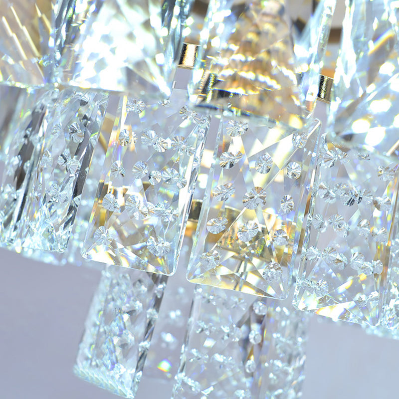 Layers Ceiling Fixture Minimalist Crystal Block Beige/Blue 12"/14"/18" Wide LED Flush Mount Light Clearhalo 'Ceiling Lights' 'Close To Ceiling Lights' 'Close to ceiling' 'Flush mount' Lighting' 286304