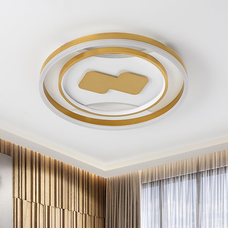 16"/19.5" Wide Ring Flush Mount Modern Acrylic Gold LED Ceiling Fixture in Warm/White Light Gold White Clearhalo 'Ceiling Lights' 'Close To Ceiling Lights' 'Close to ceiling' 'Flush mount' Lighting' 286335