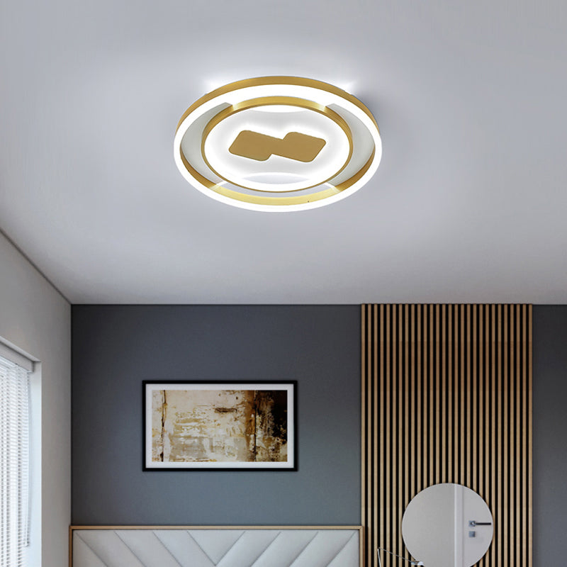 16"/19.5" Wide Ring Flush Mount Modern Acrylic Gold LED Ceiling Fixture in Warm/White Light Clearhalo 'Ceiling Lights' 'Close To Ceiling Lights' 'Close to ceiling' 'Flush mount' Lighting' 286336