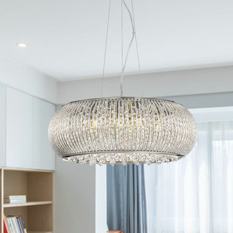 8 Heads Crystal Beaded Pendant Chandelier Modern Chrome Dining Room Suspension Light Clearhalo 'Ceiling Lights' 'Chandeliers' 'Modern Chandeliers' 'Modern' Lighting' 286352