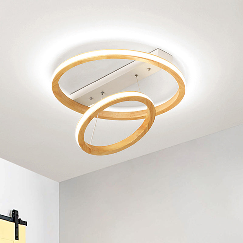 Ring Wood Ceiling Light Fixture Modern Beige 17"/21"/25" Wide LED Flush Mount Lighting Wood Clearhalo 'Ceiling Lights' 'Close To Ceiling Lights' 'Close to ceiling' 'Flush mount' Lighting' 286427